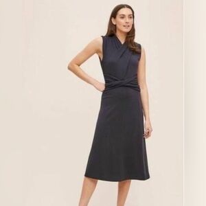 Anthropologie Maeve Janou Midi Sleeveless Dress Jersey Navy Blue Size S